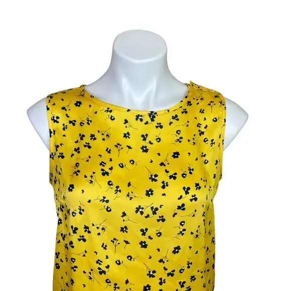 Banana Republic | Women's Yellow and Blue Silky Sleeveless Blouse | Size: XS - Picture 2 of 6